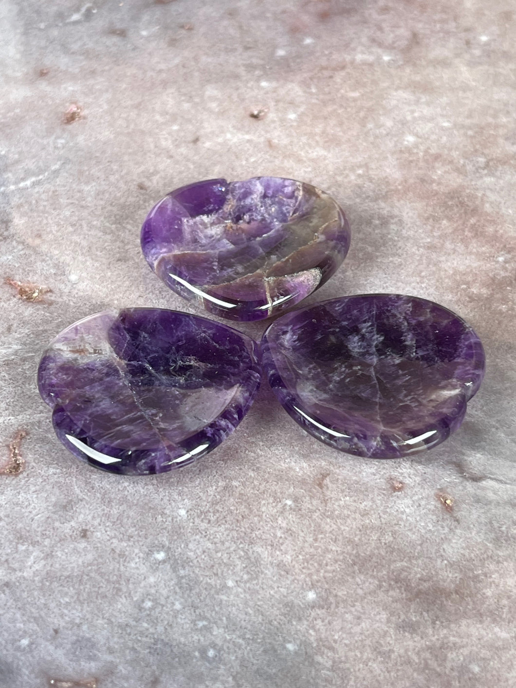 Amethyst heart worry stone