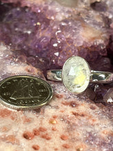 Load image into Gallery viewer, faceted rainbow moonstone ring size 9
