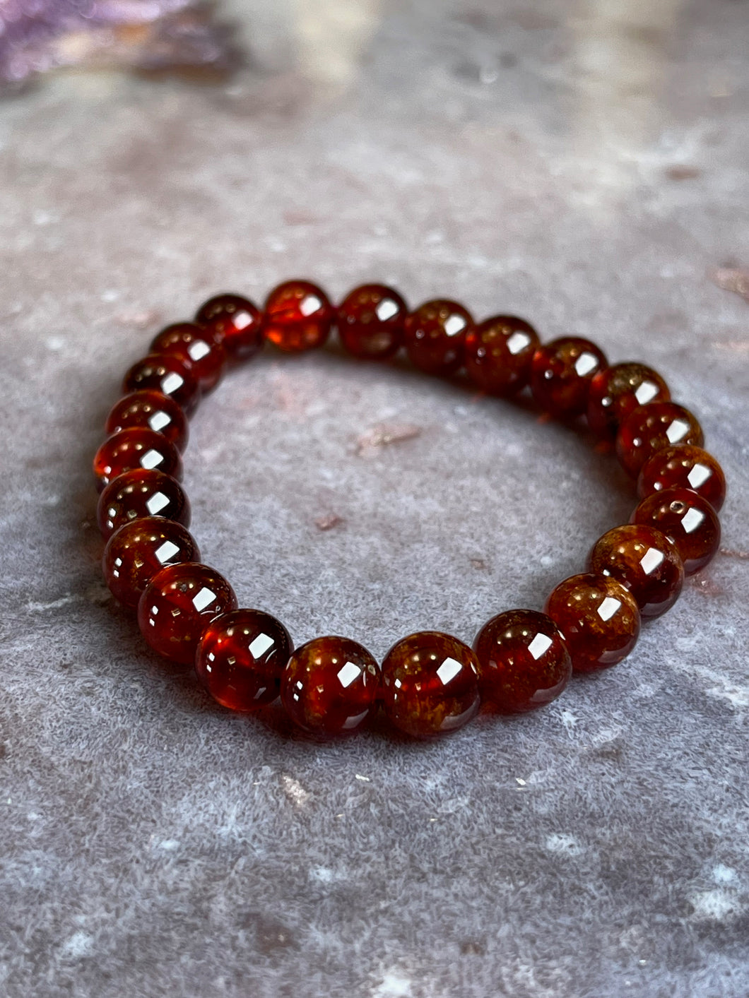 orange garnet bracelet 8mm