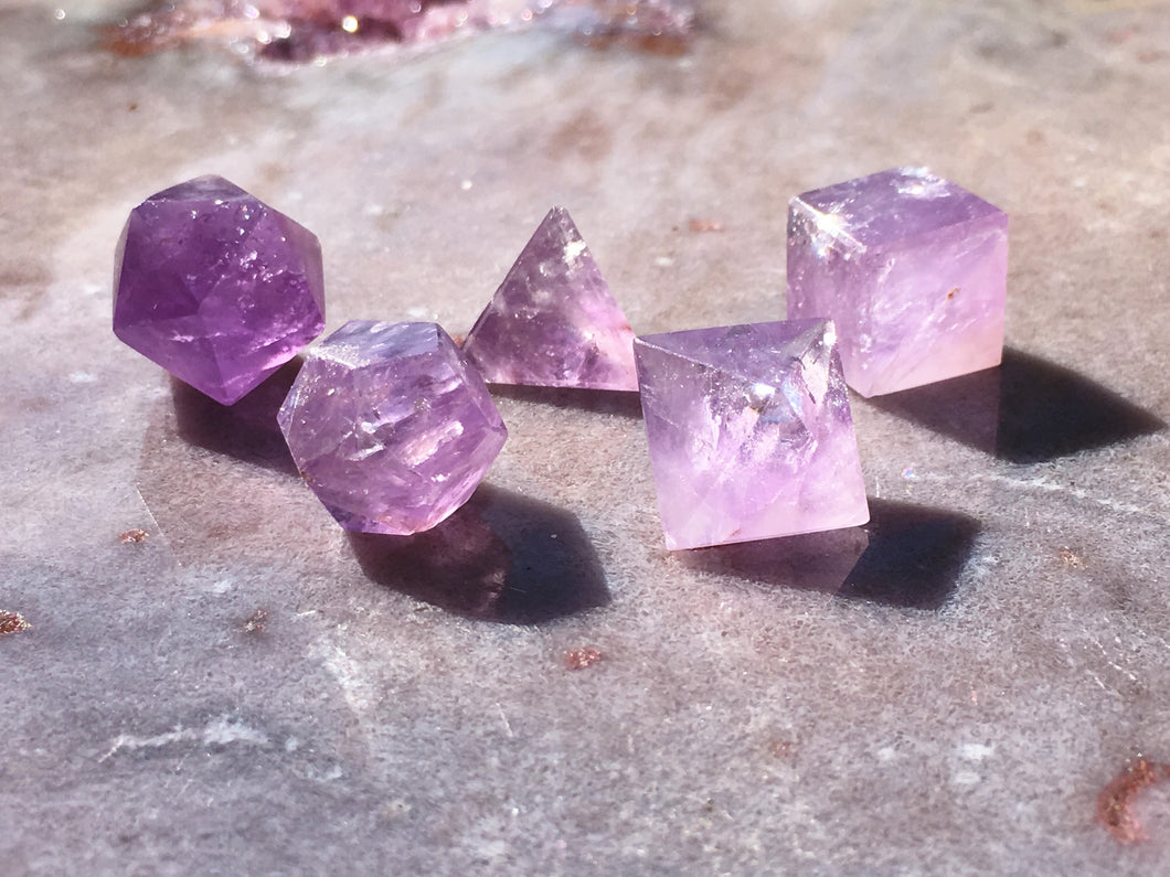 Platonic solids amethyst