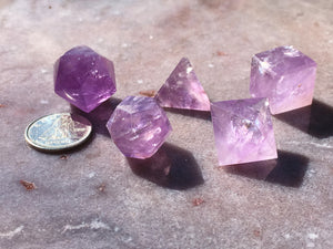 Platonic solids amethyst