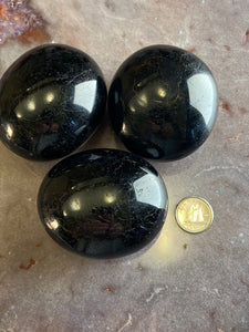 Black tourmaline palm stone (one)