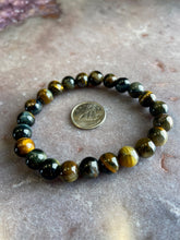 Load image into Gallery viewer, Blue and brown tigers eye stretchy bracelet
