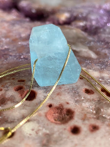 Aquamarine on 20" 14K gold chain