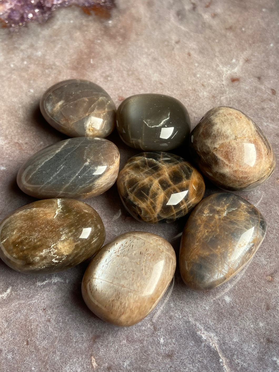 Black Moonstone and Sunstone tumble