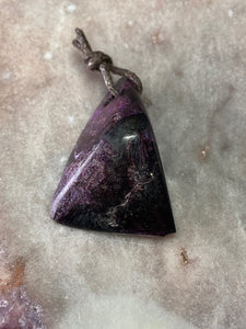 Sugilite pendant drilled 8