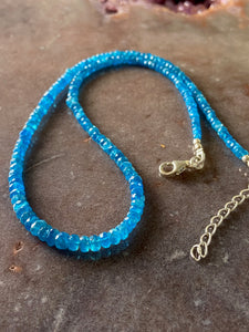 Apatite strand necklace (electric blue faceted)